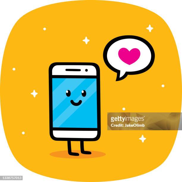 smartphone guy speech bubble doodle - emoji iphone stock illustrations