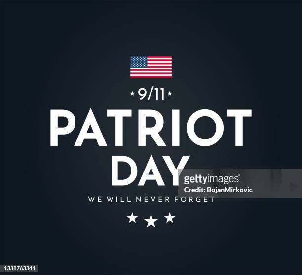 patriot day karte, 11. september. wir werden es nie vergessen. vektor - terrorismus stock-grafiken, -clipart, -cartoons und -symbole