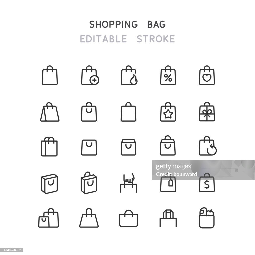 Shopping Bag Line Icons Editable Stroke