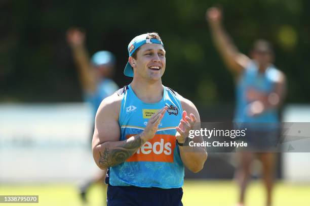 Jarrod Wallace during a Gold Coast Titans NRL training session at IKON High Performance Centre on September 07, 2021 in Gold Coast, Australia.