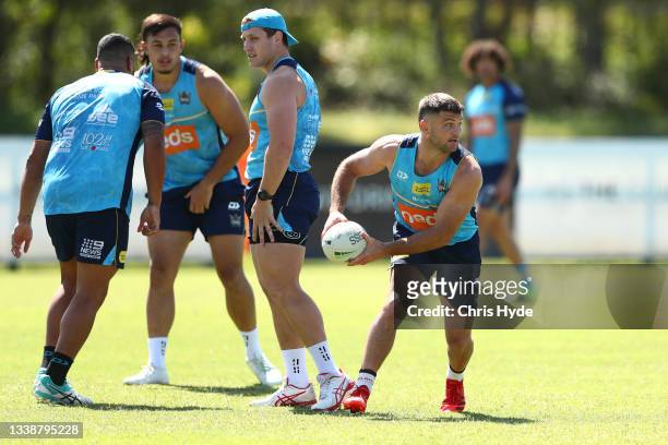 Mitch Rein during a Gold Coast Titans NRL training session at IKON High Performance Centre on September 07, 2021 in Gold Coast, Australia.