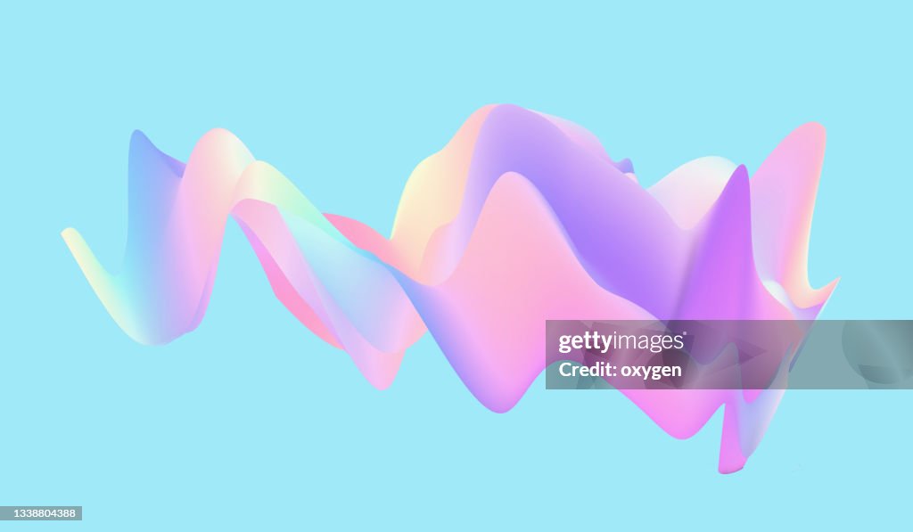 Abstract Curved Wave Foil Shape 3d Render on Blue Sky Background