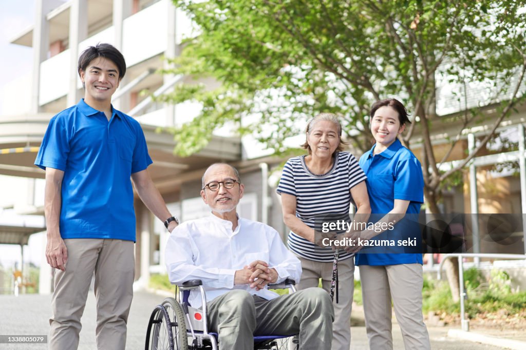 Wheelchair-riding elderly and caregivers
