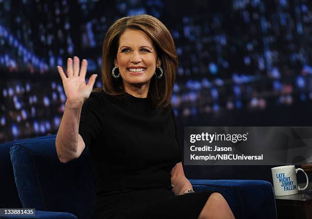 Michele Bachmann visits "Late Night With Jimmy Fallon" at Rockefeller Center on November 21, 2011 in New York City.