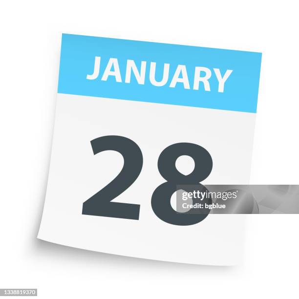 january 28 - daily calendar on white background - 2021 planner stock illustrations