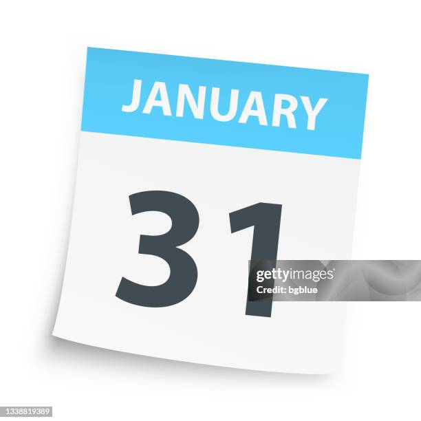 31. januar - tageskalender auf weißem hintergrund - zahl 31 stock-grafiken, -clipart, -cartoons und -symbole