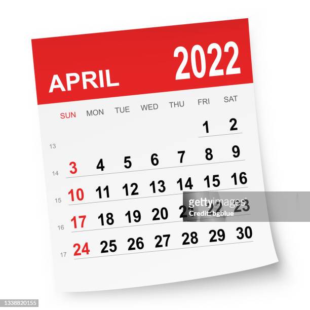 ilustrações de stock, clip art, desenhos animados e ícones de april 2022 calendar - abril