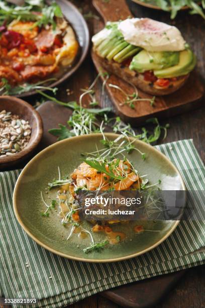 healthy breakfast - fish roe stock pictures, royalty-free photos & images