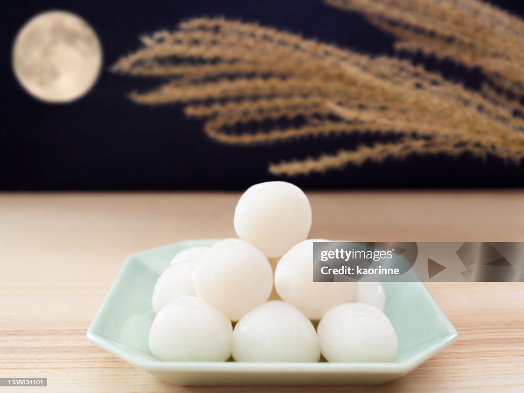 Tsukimi-dango (Japanese dumplings for moon viewing)