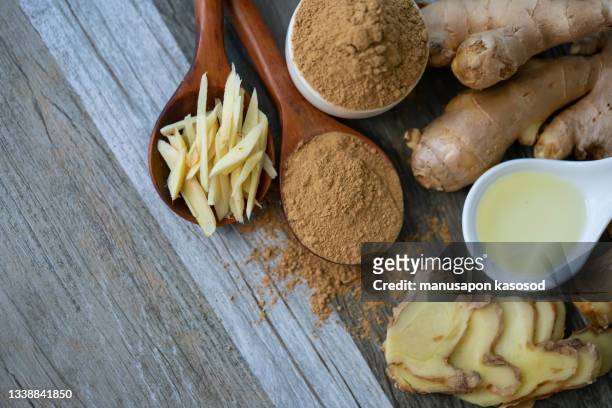 ginger and ginger powder, ginger tea - ginger stock-fotos und bilder