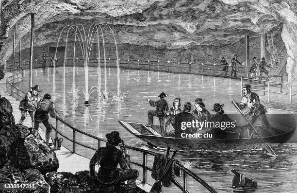 stockillustraties, clipart, cartoons en iconen met salt mine in the tural near berchtesgaden, the lake - zoutmijn