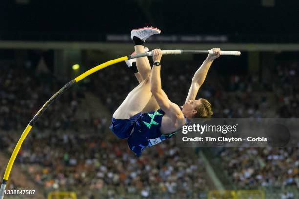 September 3: Christopher Nilsen of the United States in action in the pole vault for men competition during the Wanda Diamond League 2021 Memorial...