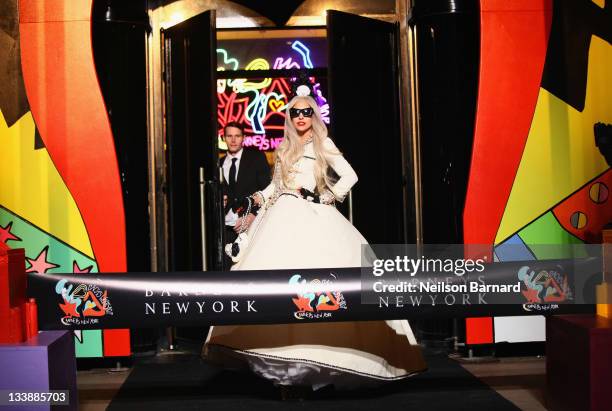 Lady Gaga attends Gaga's Workshop Ribbon Cutting at Barneys New York on November 21, 2011 in New York City.