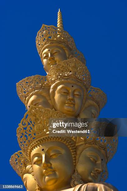 china, sichuan, emeishan city, golden statue of samantabhadra at summit of mount emei - bodhisattva stock pictures, royalty-free photos & images