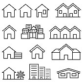House, Real Estate and Residential Buildings Icons