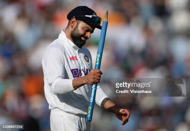 India captain Virat Kohli walks off the picth after victory over England during the Fourth LV= Insurance Test Match: Day Five between England and...