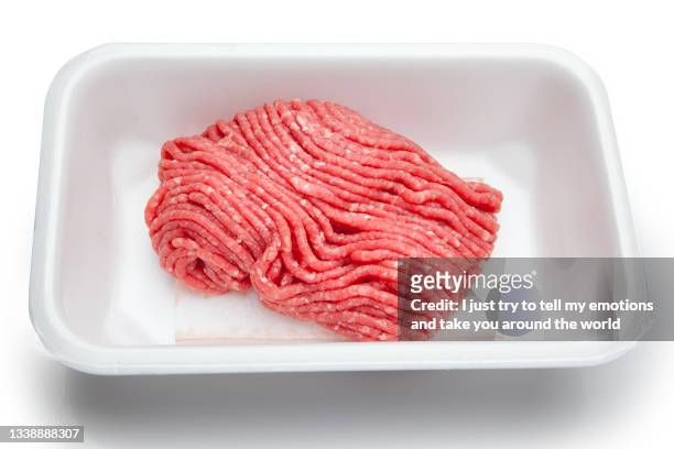 tuscan meats beef trays for sale - italy - ground beef stew stockfoto's en -beelden