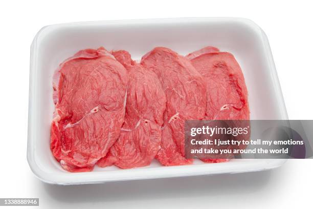 tuscan meats beef trays for sale - italy - ground beef stew stockfoto's en -beelden