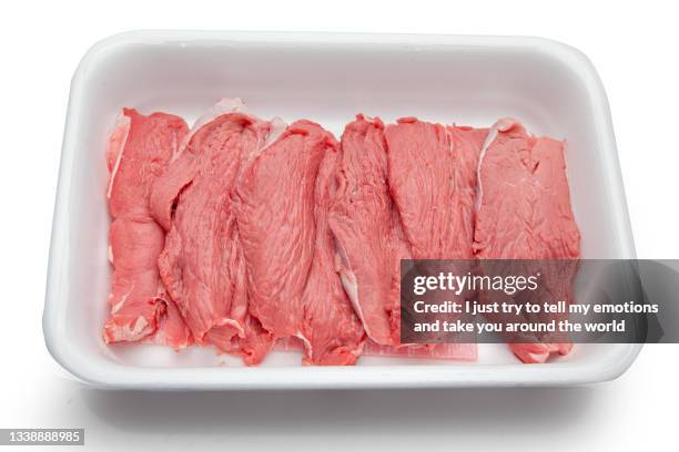 tuscan meats beef trays for sale - italy - ground beef stew stockfoto's en -beelden