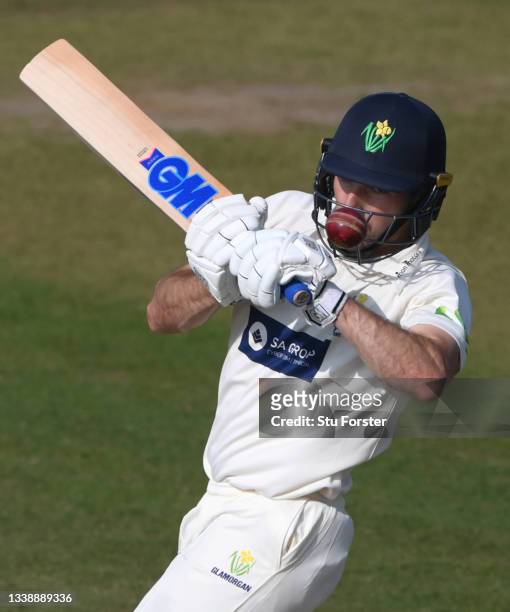 Glamorgan batsman Andrew Salter keeps an eye on the ball during day two of the LV= Insurance County Championship match between Durham and Glamorgan...