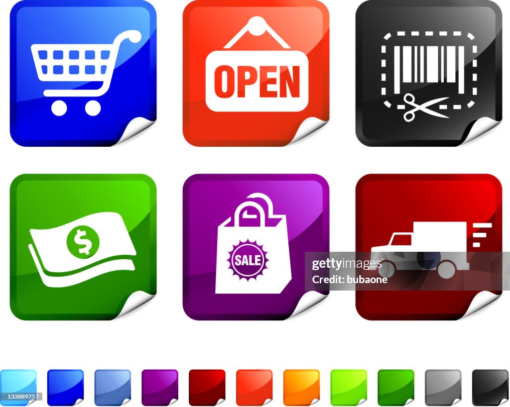 Sticker Set Representing Commerce And Shopping High-Res Vector Graphic ...