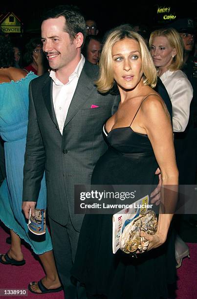 Actors Matthew Broderick and Sarah Jessica Parker arrive at the Roseland Ballroom for the Broadway musical Hairspray opening night after party August...