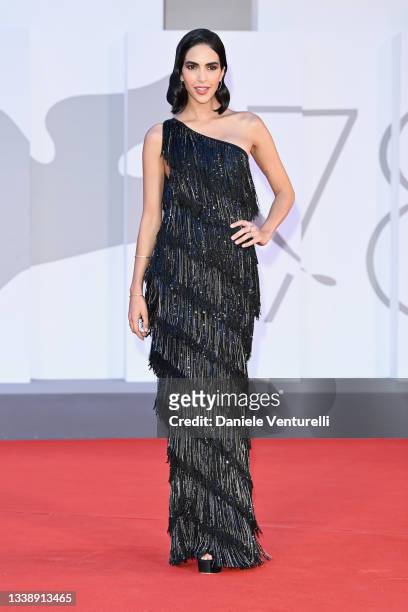 Rocio Morales attends the red carpet of the movie "Qui Rido Io" during the 78th Venice International Film Festival on September 07, 2021 in Venice,...