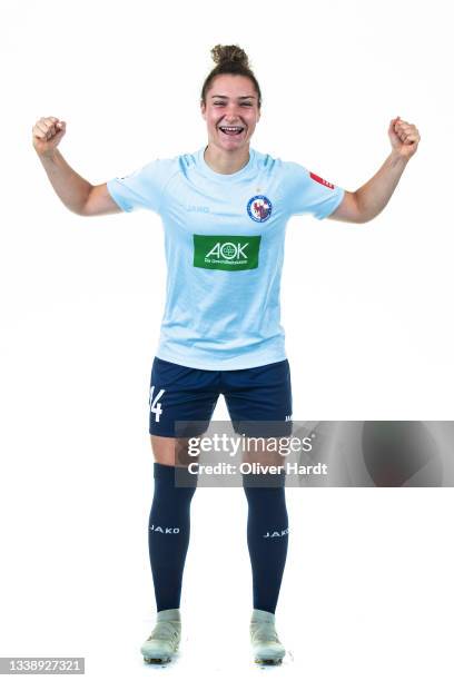 Sophie Weidauer of 1. FFC Turbine Potsdam poses during the 1. FFC Turbine Potsdam team presentation on September 06, 2021 at Karl-Liebknecht-Stadion...