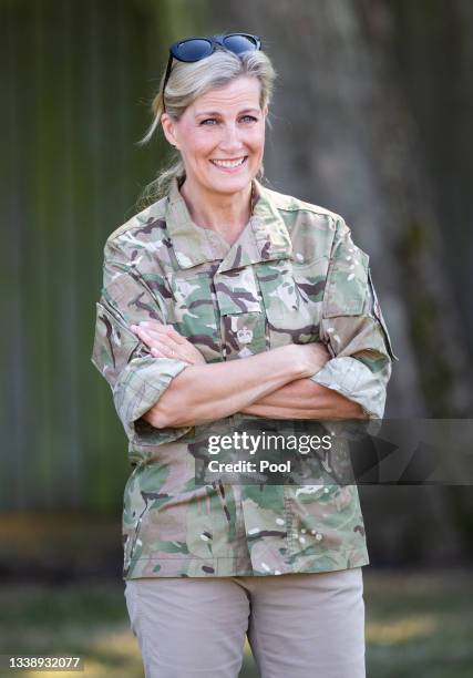 Sophie, Countess of Wessex visits RAF Wittering where she watched teams compete in the Countess of Wessex Cup on September 07, 2021 in Peterborough,...