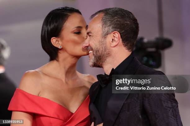 Shalana Santana and Massimiliano Gallo attend the red carpet of the movie "Old Henry" during the 78th Venice International Film Festival on September...