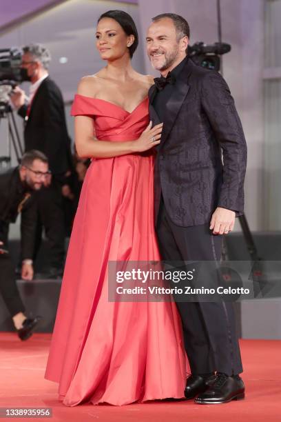 Shalana Santana and Massimiliano Gallo attend the red carpet of the movie "Old Henry" during the 78th Venice International Film Festival on September...