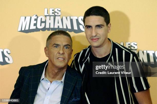 Samy Naceri and his son Julian Naceri attend the "Les Mechants" premiere at Le Grand Rex on September 07, 2021 in Paris, France.