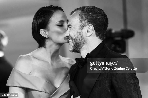 Shalana Santana and Massimiliano Gallo attend the red carpet of the movie "Old Henry" during the 78th Venice International Film Festival on September...