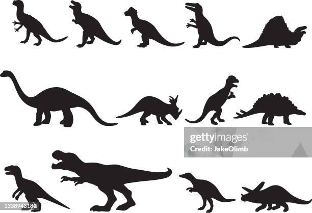 ilustraciones, imágenes clip art, dibujos animados e iconos de stock de siluetas de dinosaurios 2 - velociraptor