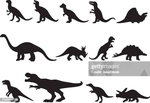 dinosaur silhouettes 2 - palaeontology 幅插畫檔、美工圖案、卡通及圖標