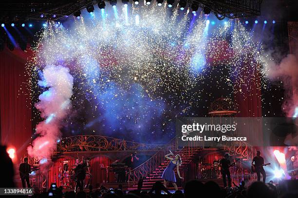 Taylor Swift performs during the "Speak Now World Tour" at Madison Square Garden on November 21, 2011 in New York City. Taylor Swift wrapped up the...