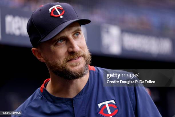 Manager Rocco Baldelli of the Minnesota Twins looks on prior to the game against the Tampa Bay Rays at Tropicana Field on September 05, 2021 in St...