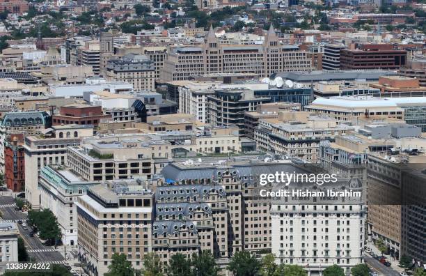 aerial view of the downtown district, washington dc, usa - washington dc downtown stock pictures, royalty-free photos & images