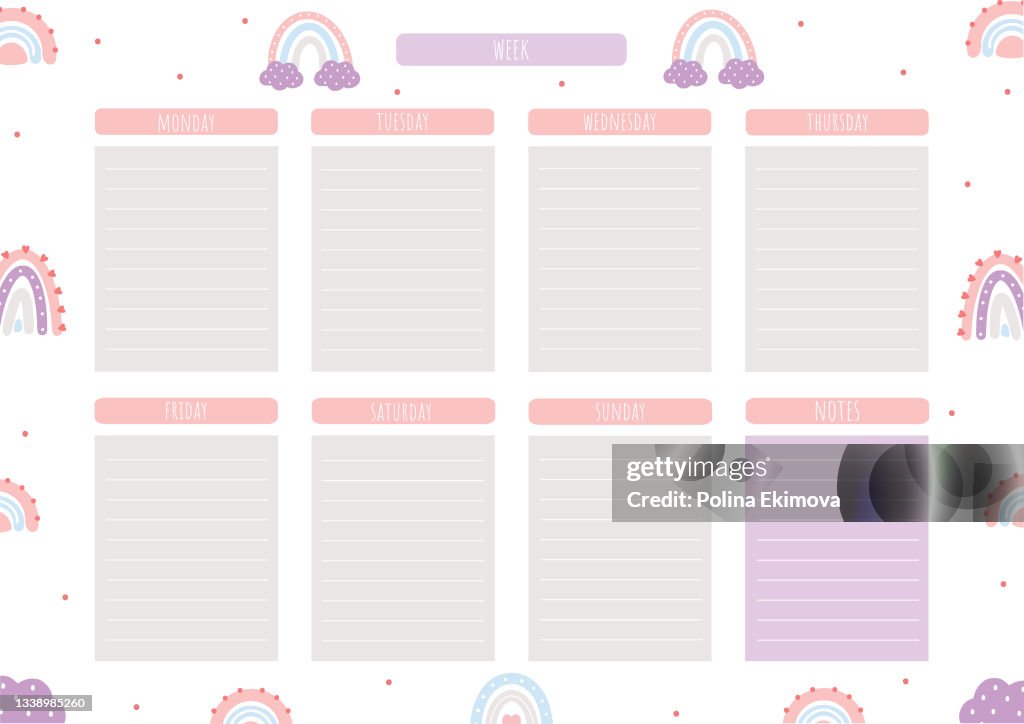 Task Poster Complete Schedule Of Tasks For Week Poster In A4 Format Planner For Notes Todo ...