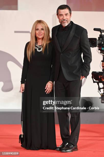 Sabrina Knaflitz and Alessandro Gassmann attend the red carpet of the movie "Old Henry" during the 78th Venice International Film Festival on...