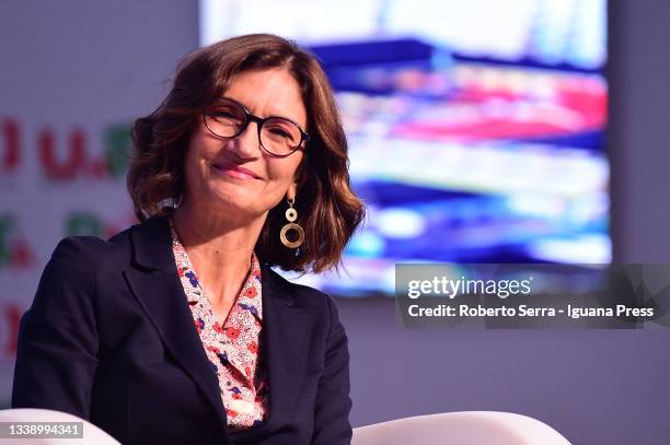 Italian Government Minister for Regional Affairs Maria Stella Gelmini attends a public debate at PD Party National Convention on September 07, 2021...