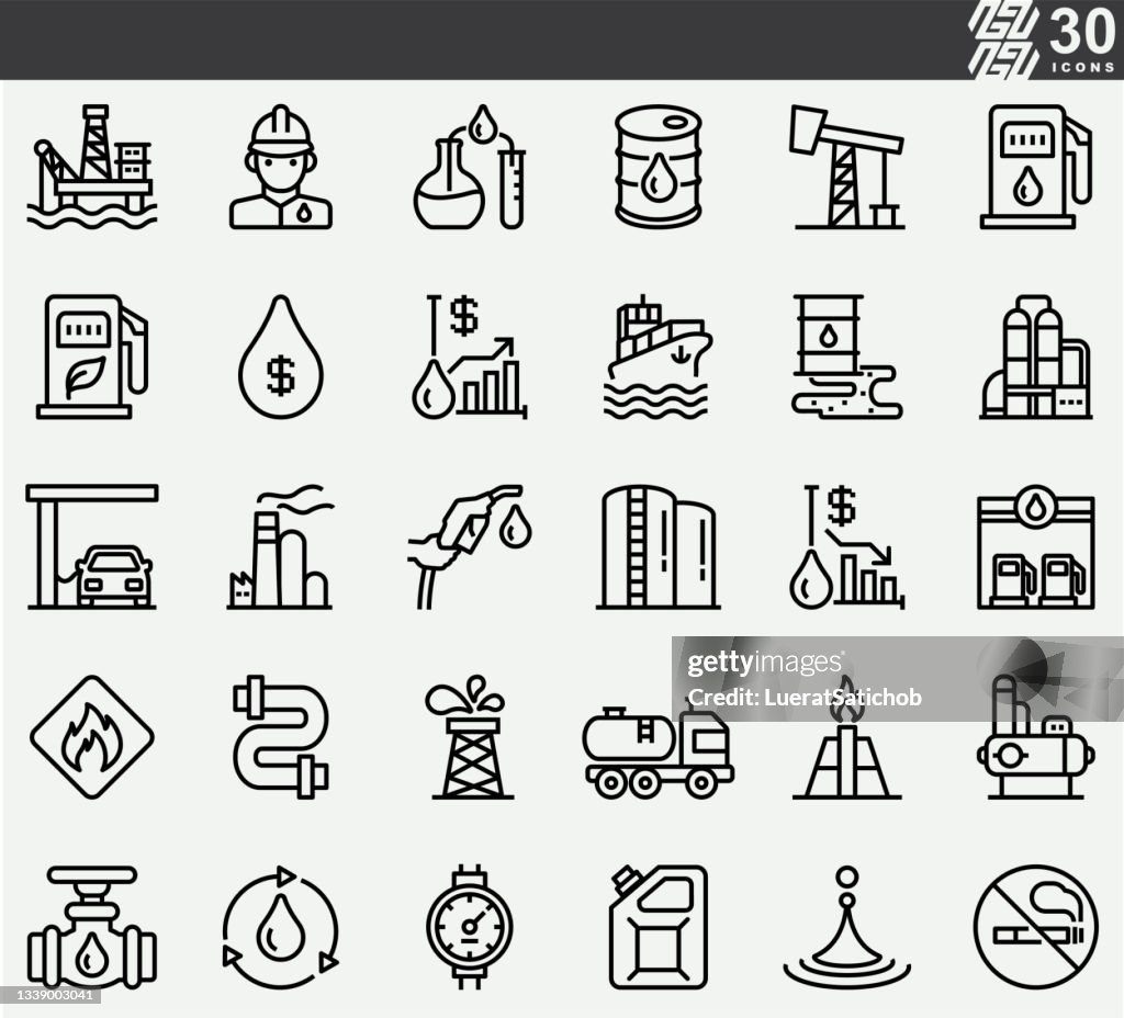 Öl Industrie Linie Symbole
