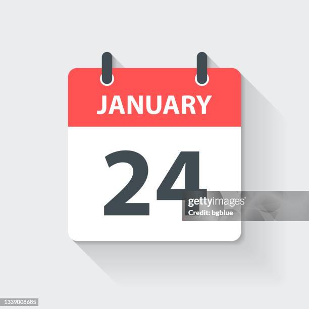 january 24 - daily calendar icon in flat design style - january 24 stock illustrations