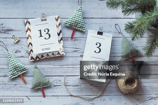 Overhead view of Advent Calendar with DIY elements Overhead view of Advent Calendar with DIY elements