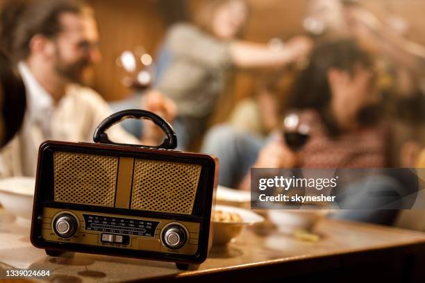 close up of a retro radio. - portable radio stock pictures, royalty-free photos & images