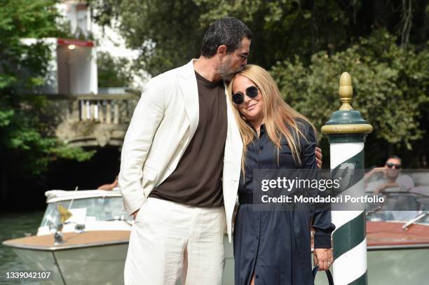 Italian actor Alessandro Gassmann with his actress wife Sabrina Knaflitz at the 78 Venice International Film Festival 2021. Arrival at Lido. Venice ,...