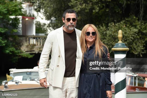 Italian actor Alessandro Gassmann with his actress wife Sabrina Knaflitz at the 78 Venice International Film Festival 2021. Arrival at Lido. Venice ,...