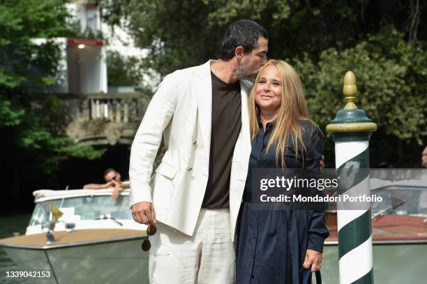 Italian actor Alessandro Gassmann with his actress wife Sabrina Knaflitz at the 78 Venice International Film Festival 2021. Arrival at Lido. Venice ,...