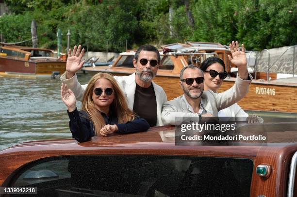 The actors Alessandro Gassmann, Sabrina Knaflitz, Massimiliano Gallo and Shalana Santana at the 78 Venice International Film Festival 2021. Arrival...