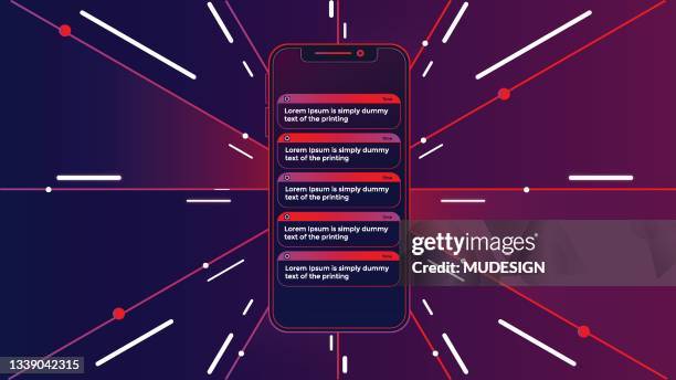 many notifications in the mobile phone. abstract mobile phone - alerts stock illustrations